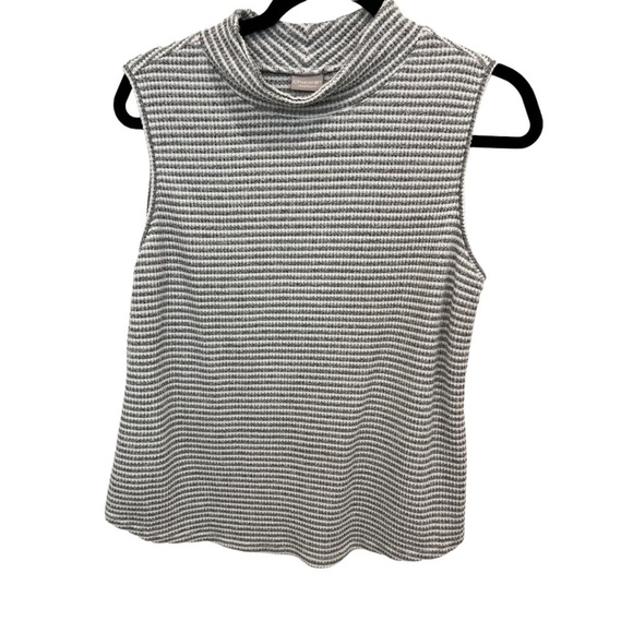 Chico's Energy Tops - Chico's ZENERGY Gray White Striped Sleeveless Mock Neck Top Chico's Size 1